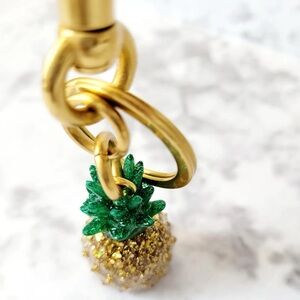 Gold Pineapple Keychain Charm